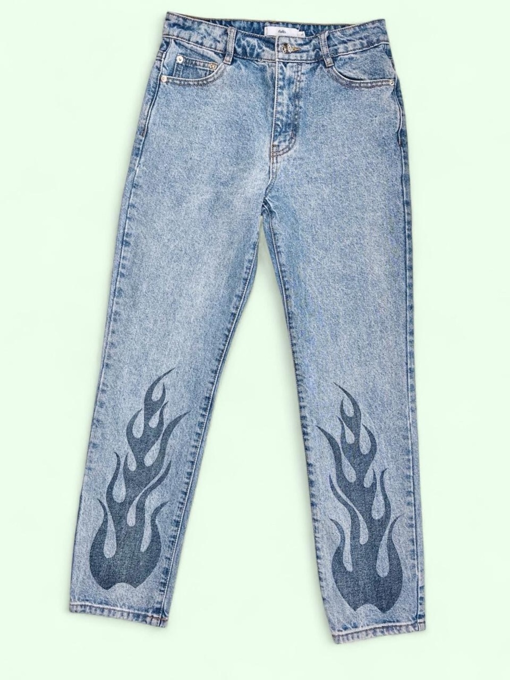 Adika Light Wash Flame High Rise Straight Leg Denim Jeans